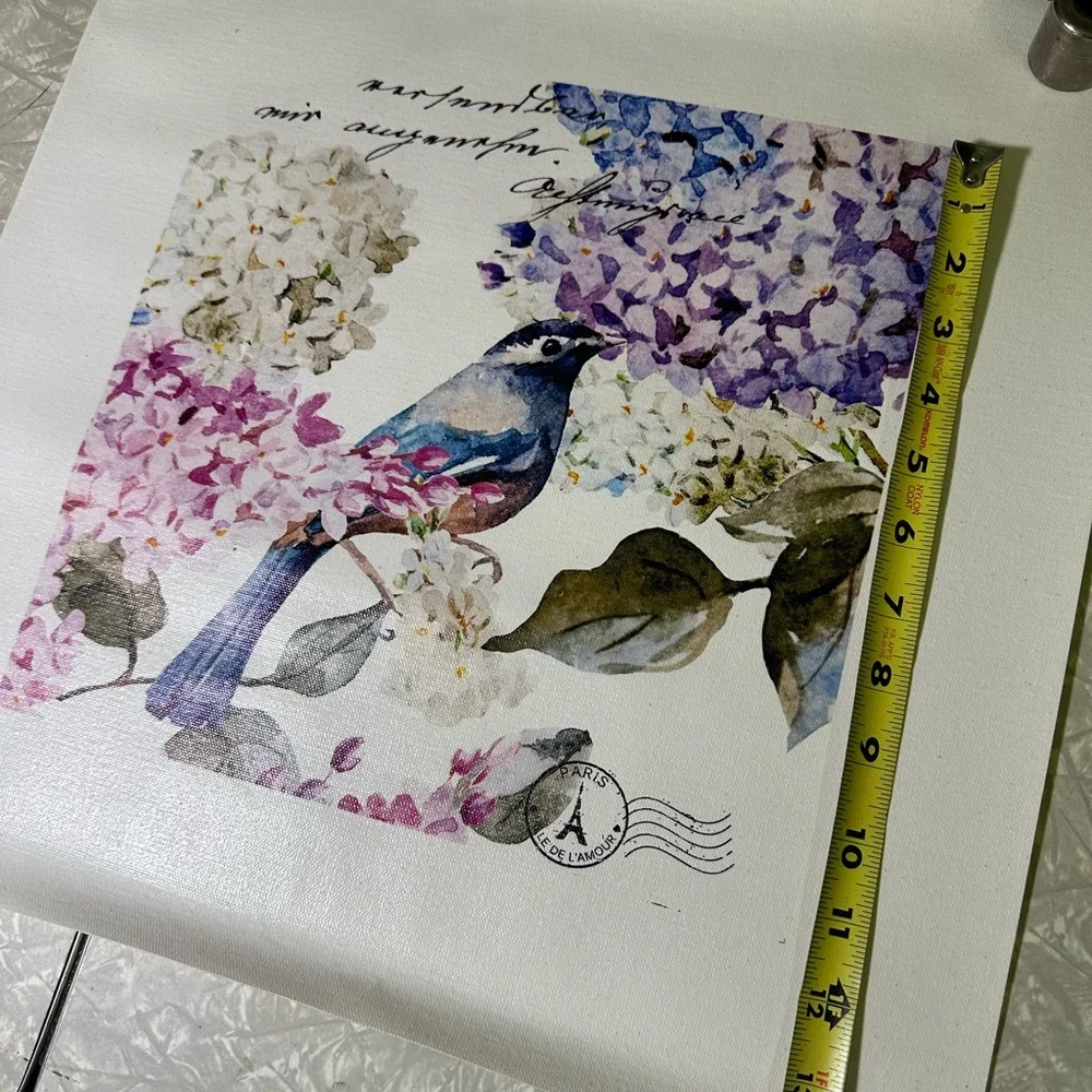 Printed art on loose unstretched‎ Canvas Bluebird Hydrangea Craft